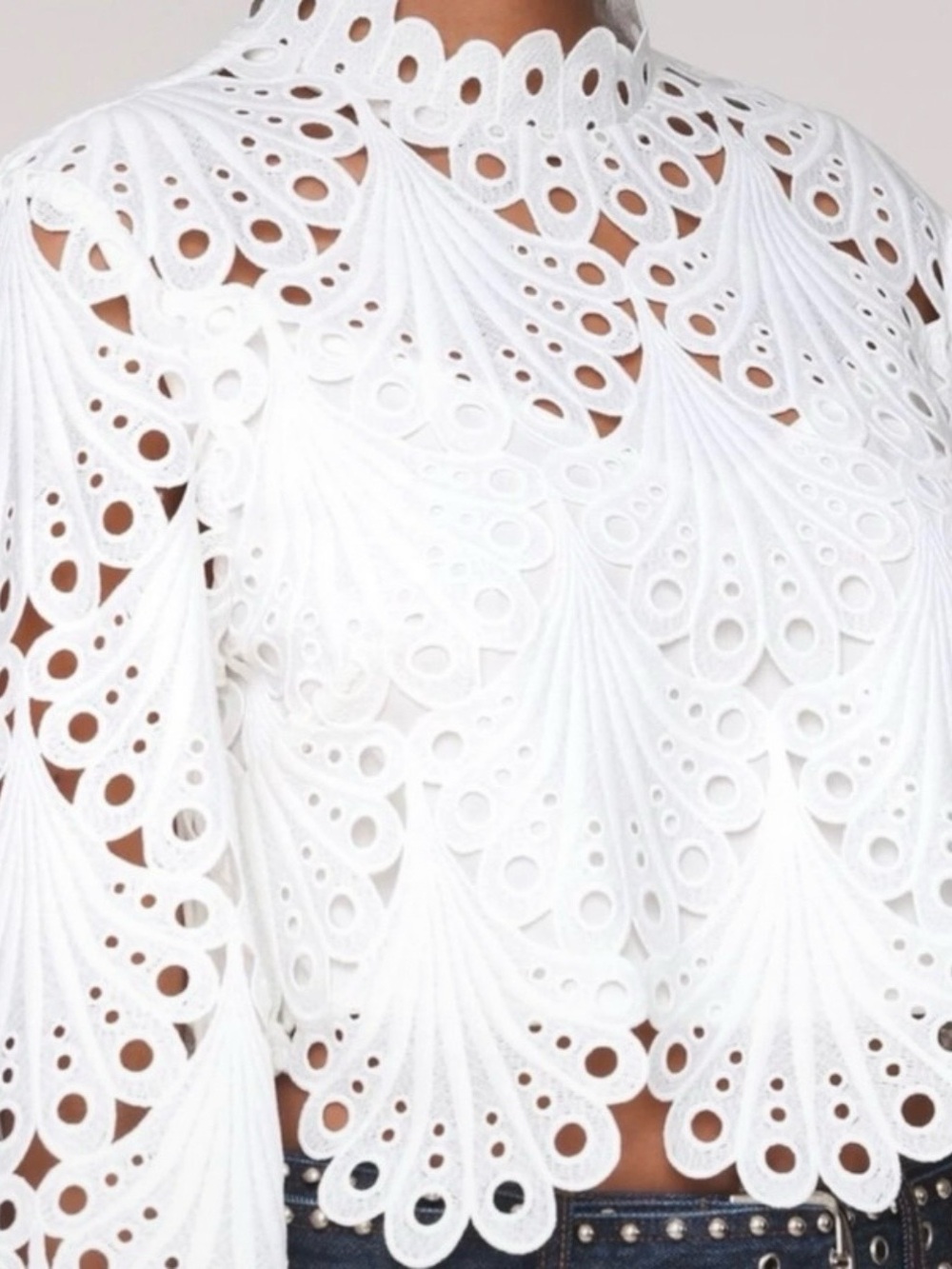 Avec Les Filles Eyelet Crop Top